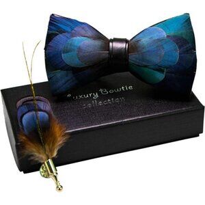 Handmade Feather Pre-tied Bow tie 010